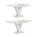 Mesa moderna branca extensível 120-160x80cm efeito mármore Masiv Descontos