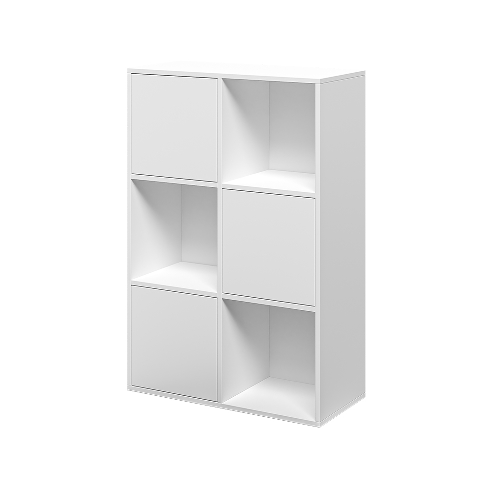 Estante branca com portas móveis para escritório com 6 prateleiras 65x30x97cm Ika 5