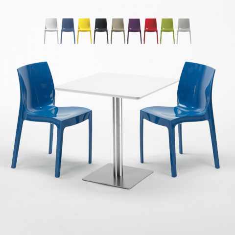 Conjunto de mesa Quadrada c/2 Cadeiras modernas Branca 70x70 Strawberry Promoção