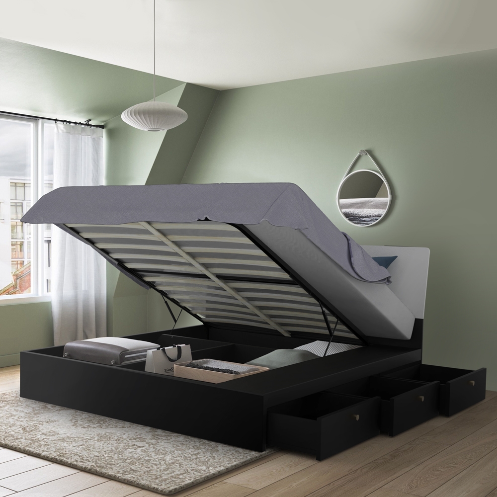 Cama de casal Moderna c/Arrumação Madeira 160x200 Steyr King Promoção