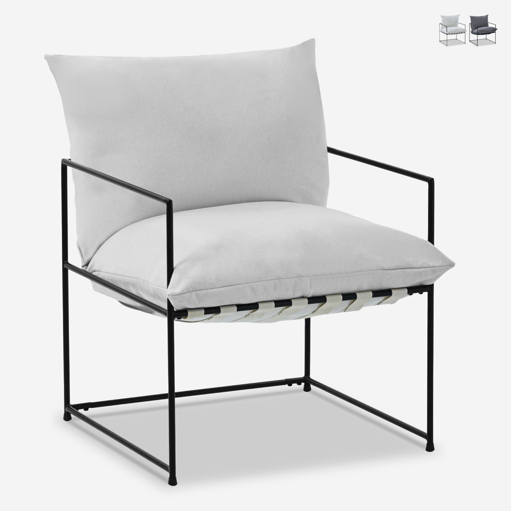 Poltrona Moderna em Tecido Super-Confortável Metal Preto Alaska