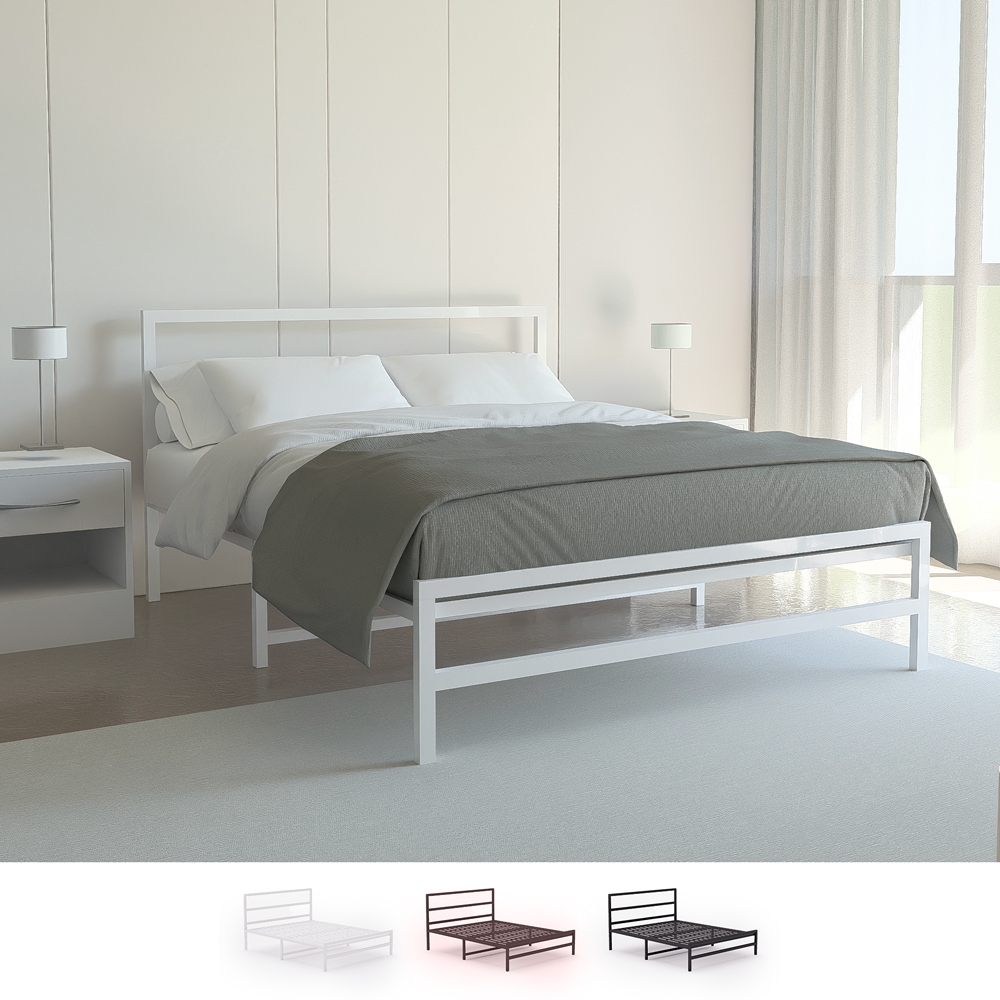 Cama de casal de Metal c/Estrado Resistente 160x200 Skjern Promoção Cama de casal de Metal c/Estrado Resistente 160x200 Skjern Promoção