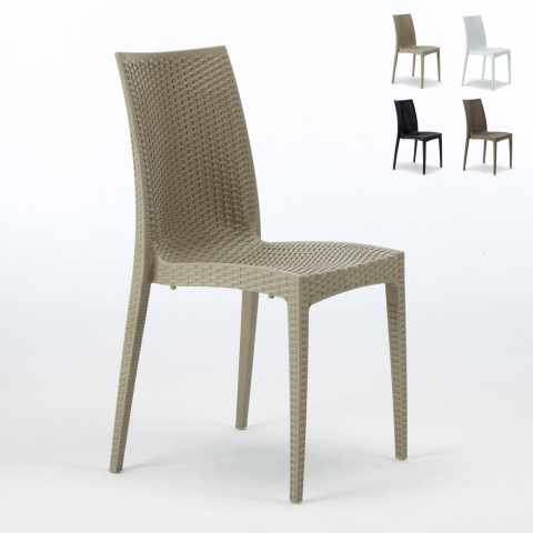 Cadeiras empilháveis poly rattan bar jardim esplanada Bistrot Grand Soleil