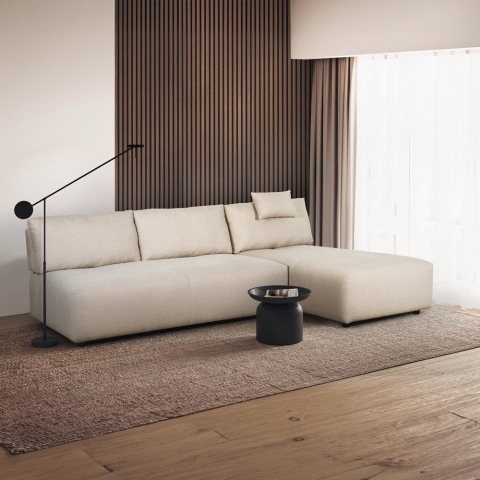 Sofá de 3 lugares em ângulo bege com chaise longue modular Mozy Promoção