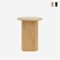 Mesa de café redonda de sala de estar 45x55cm em madeira ranhurada preta Quid Promoção