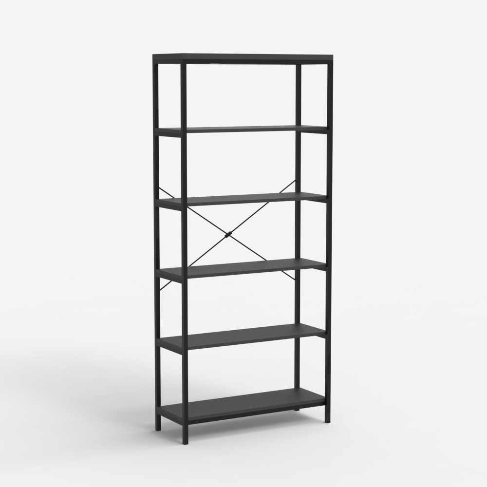Estante de parede de estilo minimalista industrial preta Murat