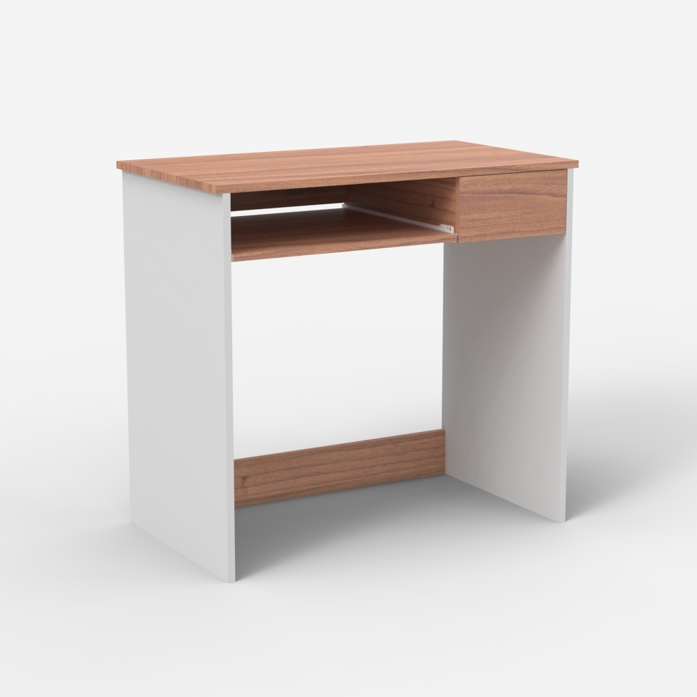 Secretária compacta 80cm para escritório smart working branca de madeira Madrid