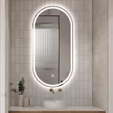 Espelho de casa de banho design oval retroiluminado com antienbaciamento Refur XL Promoção