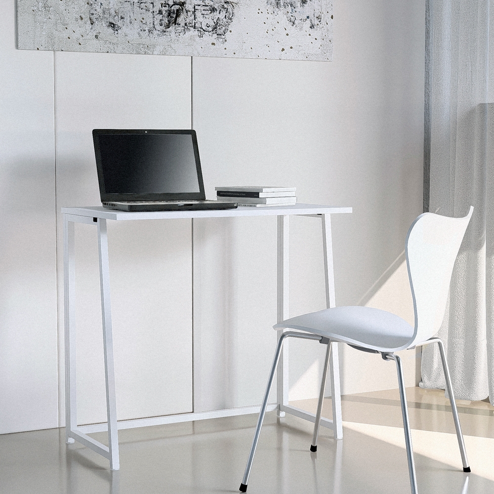 Secretária compacta dobrável branca para escritório 80x45x75 Wolly B