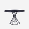 Mesa de design redonda moderna em vidro preto para sala de estar 120cm Naji Promoção