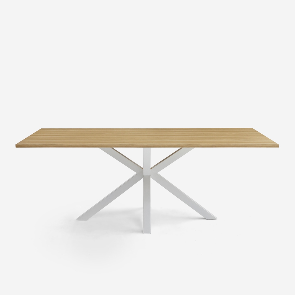 Mesa de jantar de madeira 200x100cm com pernas cruzadas branco Moyo