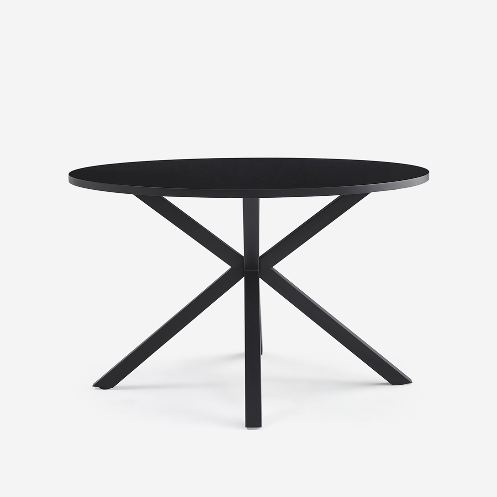 Mesa redonda preta com pernas cruzadas para cozinha e sala de estar 120cm Samu Promoção