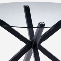 Mesa redonda moderna em vidro 120cm com pernas cruzadas preto Lotos Oferta