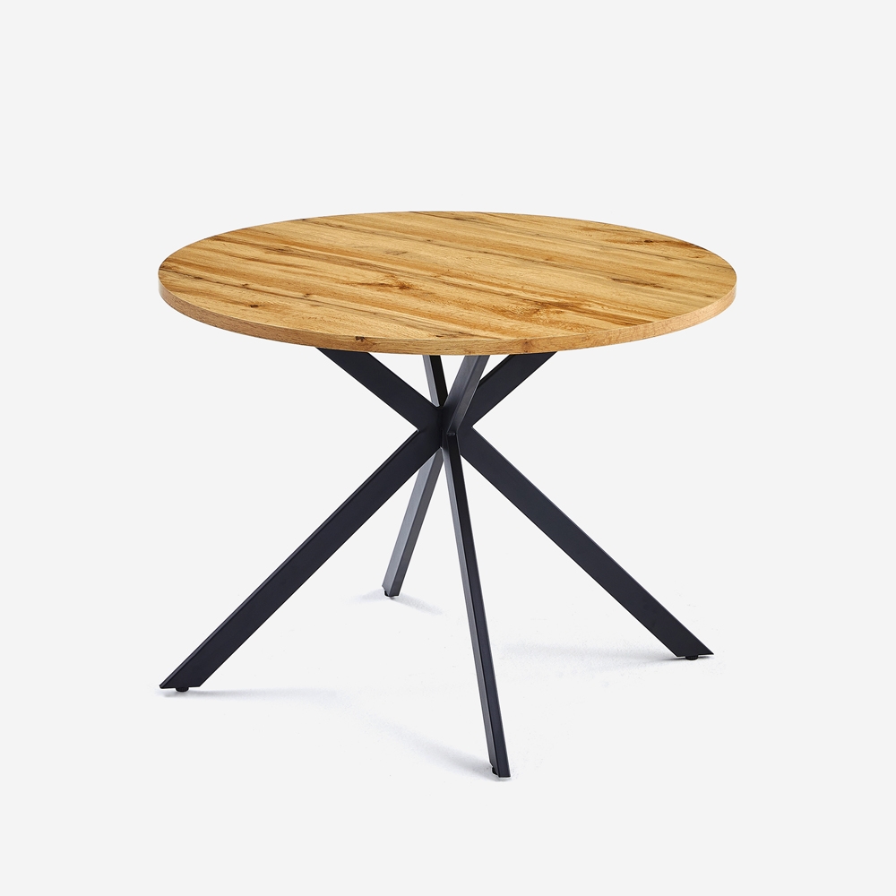 Mesa redonda 100cm em madeira com pernas cruzadas para cozinha e sala de jantar Mako Promoção Mesa redonda 100cm em madeira com pernas cruzadas para cozinha e sala de jantar Mako Promoção