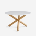 Mesa de jantar redonda branca de 120cm com pernas cruzadas Rimu Promoção