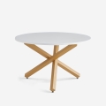 Mesa de jantar redonda branca de 120cm com pernas cruzadas Rimu Promoção