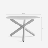 Mesa de jantar redonda branca de 120cm com pernas cruzadas Rimu Saldos