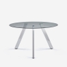Mesa de design moderno em vidro redondo 130cm com pernas em metal Orun Promoção
