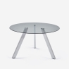 Mesa de design moderno em vidro redondo 130cm com pernas em metal Orun Venda