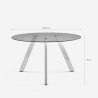 Mesa de design moderno em vidro redondo 130cm com pernas em metal Orun Saldos