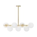 Candeeiro de teto moderno em metal dourado e esferas de vidro branco Glamy 7 Promoção