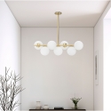 Candeeiro de teto moderno em metal dourado e esferas de vidro branco Glamy 7 Venda