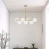 Candeeiro de teto moderno em metal dourado e esferas de vidro branco Glamy 7 Venda