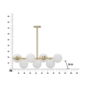 Candeeiro de teto moderno em metal dourado e esferas de vidro branco Glamy 7 Estoque