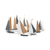 Decoração de parede 3D em metal e madeira com barcos à vela Regata Promoção