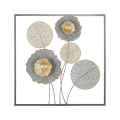 Decoração de parede quadrada 3D em metal floral Sqity Promoção