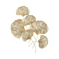 Decoração de parede 3D em metal dourado com folhas Iris Promoção