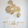 Decoração de parede 3D em metal dourado com folhas Iris Venda