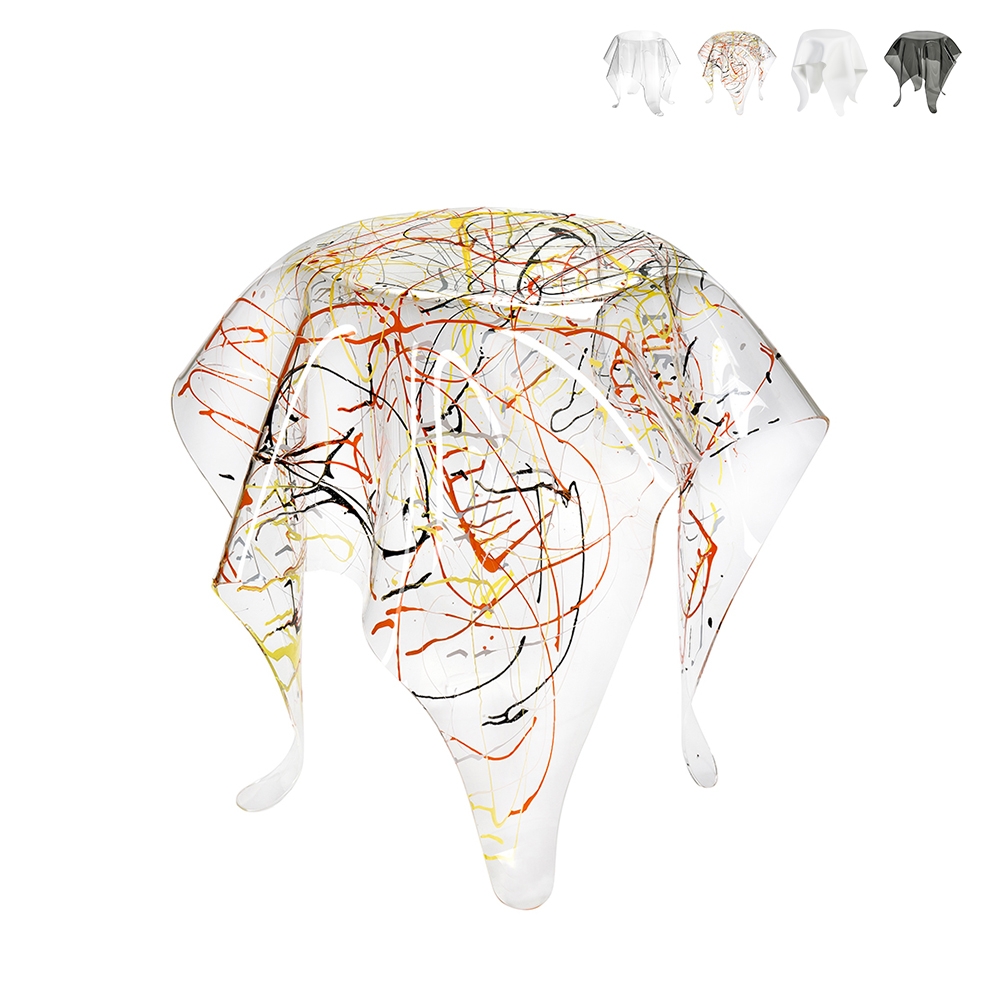 Mesa alta redonda de design em acrílico transparente Drappeggi Modelo