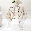 Mesa alta redonda de design em acrílico transparente Drappeggi Características