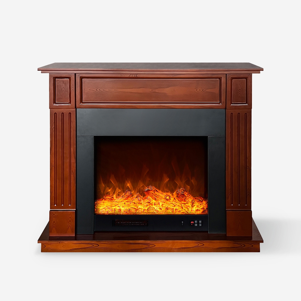 Lareira elétrica de chão com moldura de efeito madeira 1500W Göteborg M