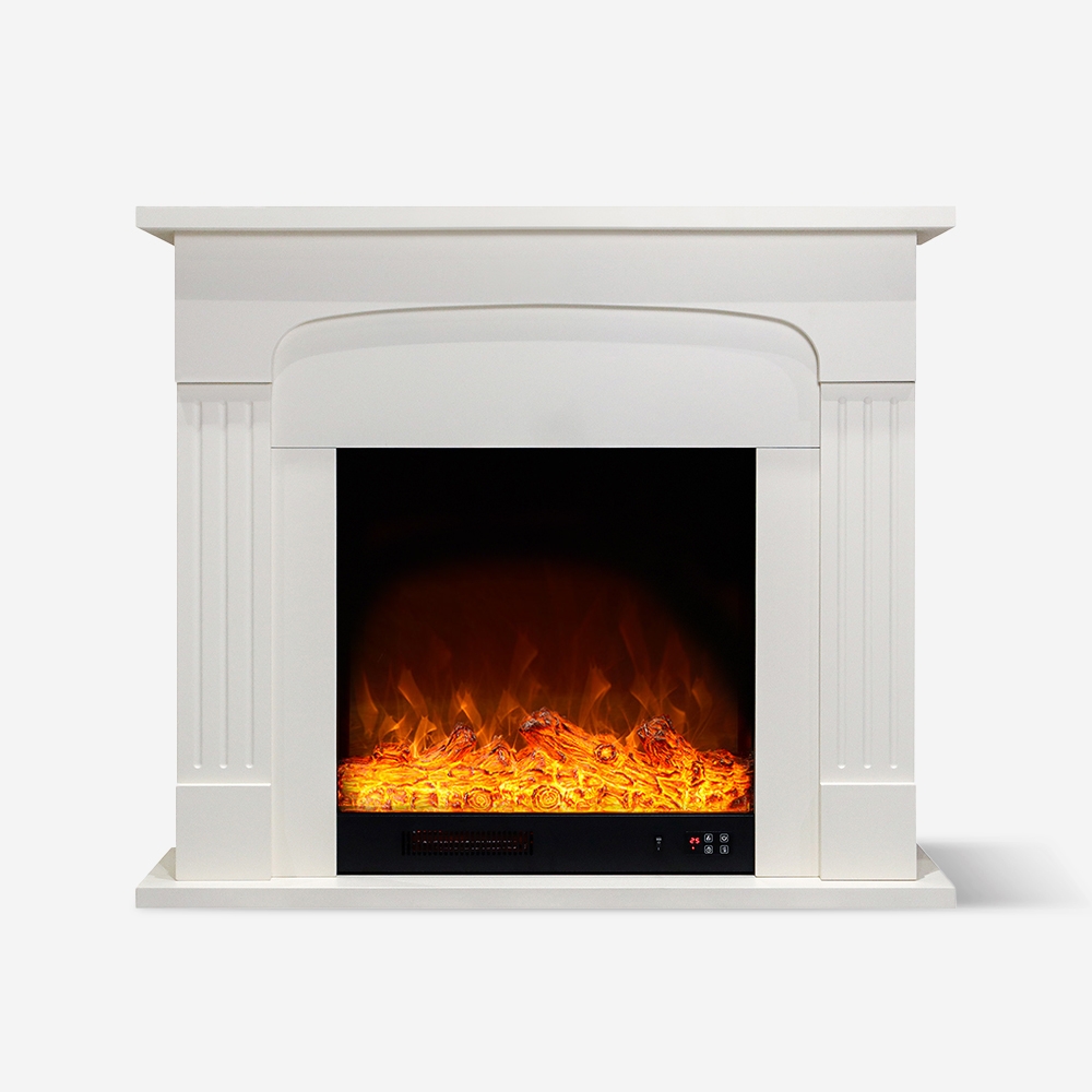 Lareira elétrica de design de baixo consumo 1500W com moldura branca Ludvika