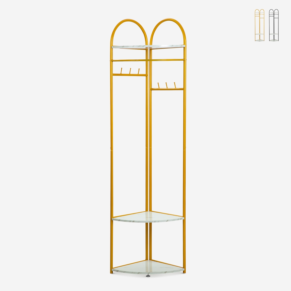 Bengaleiro vertical de canto com prateleiras compactas Shiney