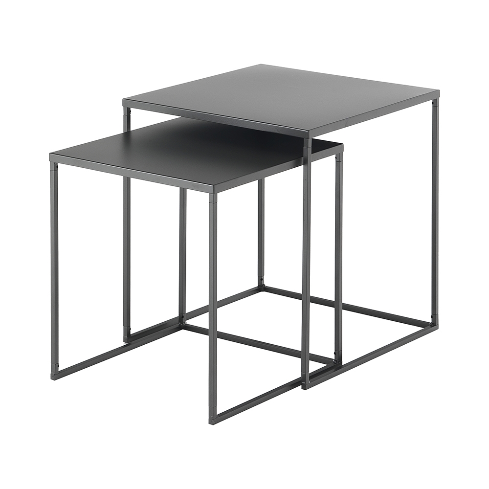 Conjunto de 2 mesas de centro quadradas em metal antracite cinzento Omaha Promoção