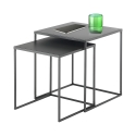 Conjunto de 2 mesas de centro quadradas em metal antracite cinzento Omaha Oferta