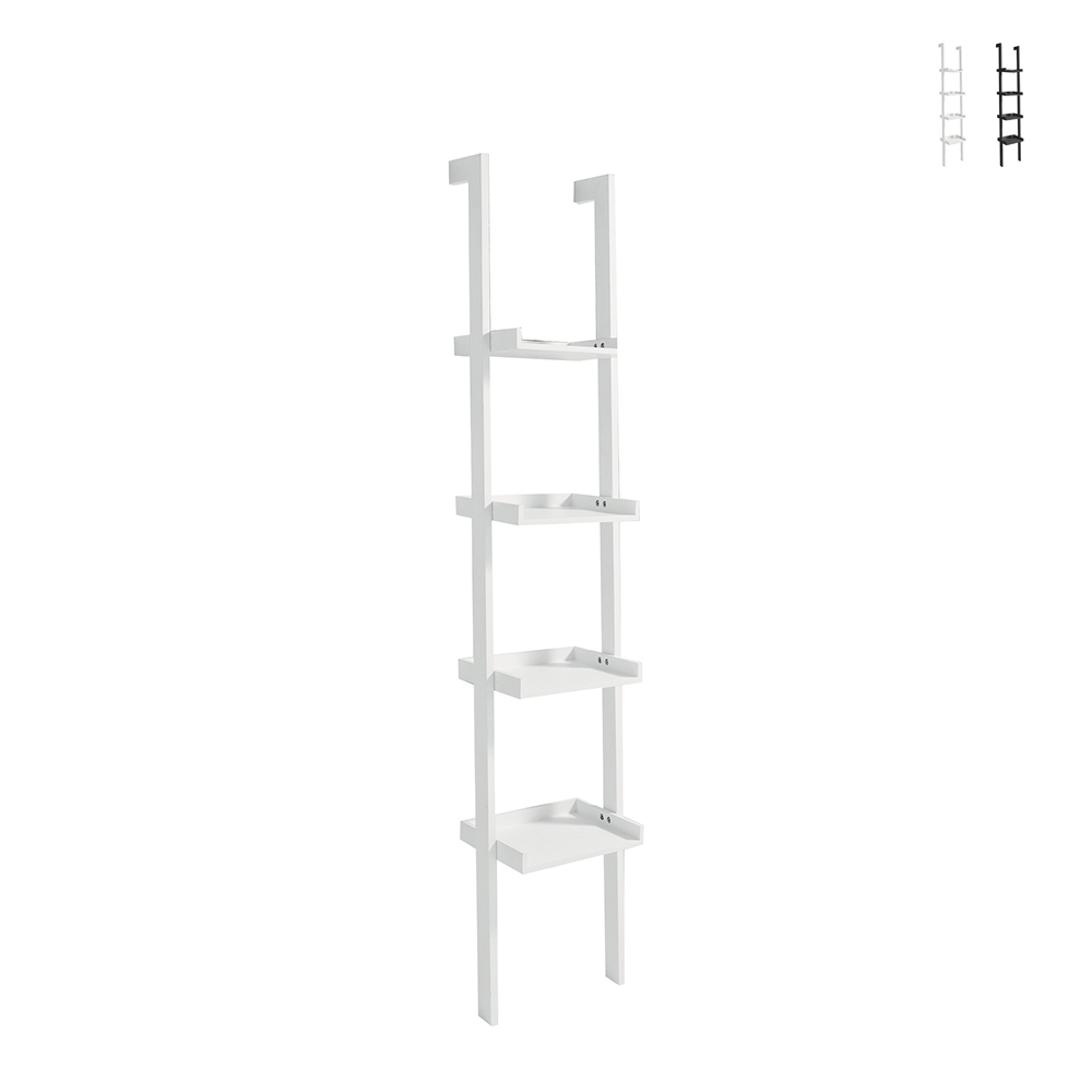 Estante de parede branca em escada 4 prateleiras moderna 180cm Little Peoria