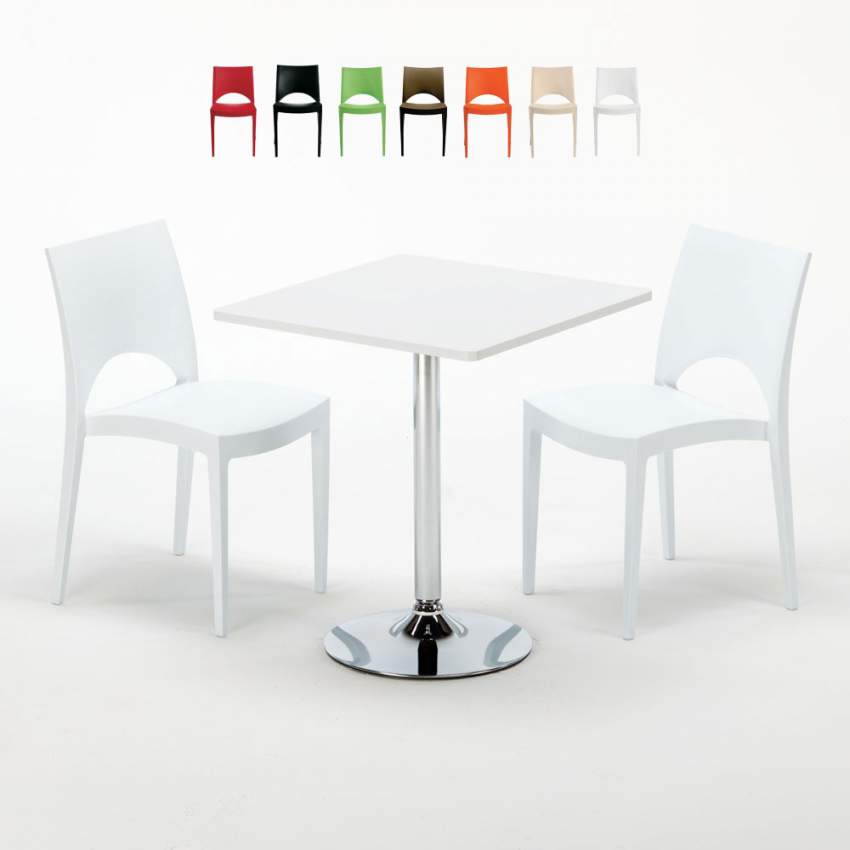 Conjunto de Mesa quadrada Branca c/2 Cadeiras Moderna 70x70 Cocktail Saldos