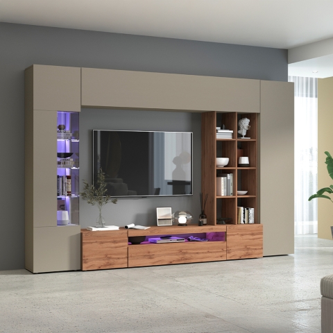 Estante de Parede para Sala Moderna com Vitrine e Biblioteca Egypt WT Promoção