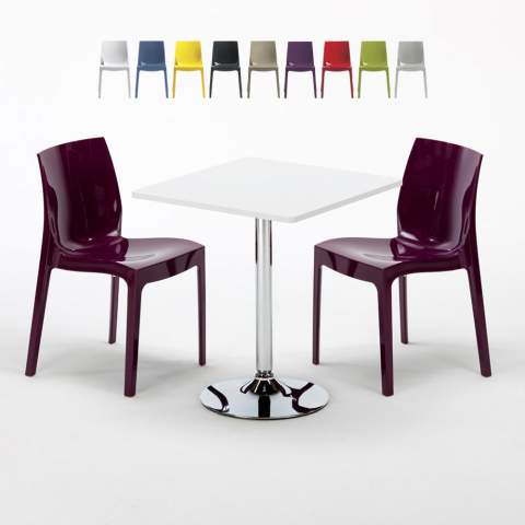 Conjunto de Mesa quadrada branca c/2 Cadeiras, 70x70, Cocktail Promoção