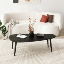 Mesa de centro moderna em madeira oval assimétrica 115x50cm Sweet Oferta