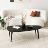 Mesa de centro moderna em madeira oval assimétrica 115x50cm Sweet Oferta