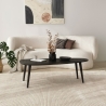 Mesa de centro moderna em madeira oval assimétrica 115x50cm Sweet Saldos