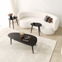 Mesa de centro moderna em madeira oval assimétrica 115x50cm Sweet Descontos