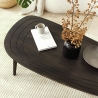 Mesa de centro moderna em madeira oval assimétrica 115x50cm Sweet Estoque