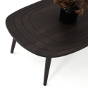 Mesa de centro moderna em madeira oval assimétrica 115x50cm Sweet Modelo
