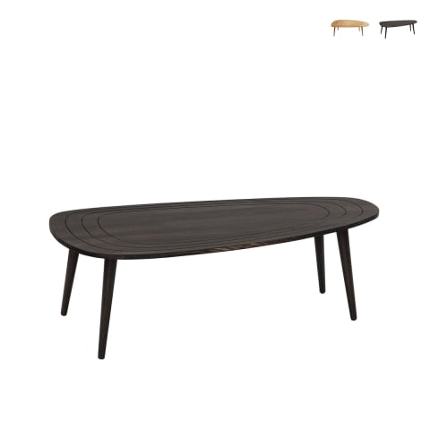 Mesa de centro moderna de madeira oval assimétrica 115x50cm Sweet Promoção